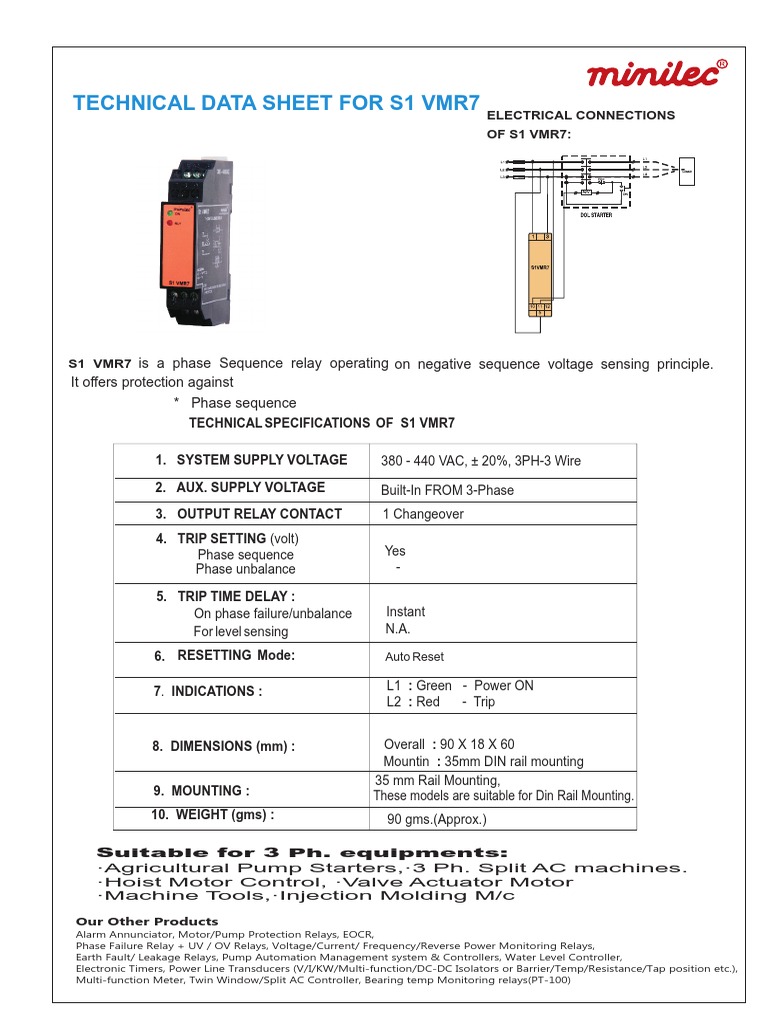 Minilec s1 vmr7 phase failure relays pdf