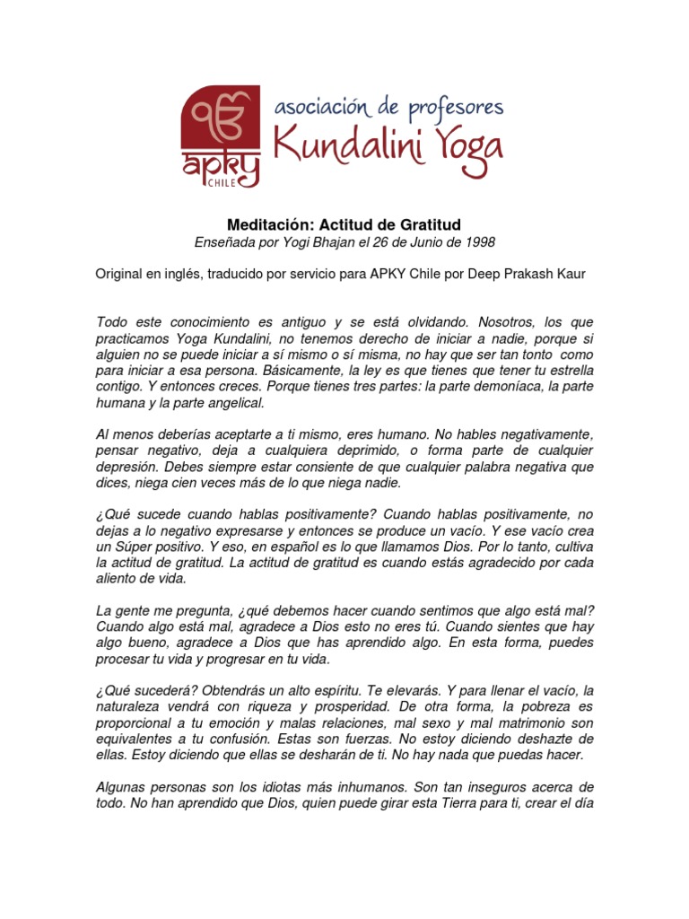 Meditación Actitud De Gratitud Pdf Gratitud