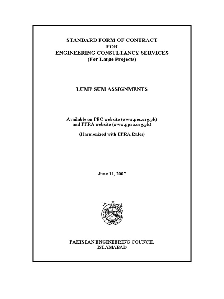 STD Form of Contract - Engg Consultancy Services (Lump Sum Assigns) | PDF