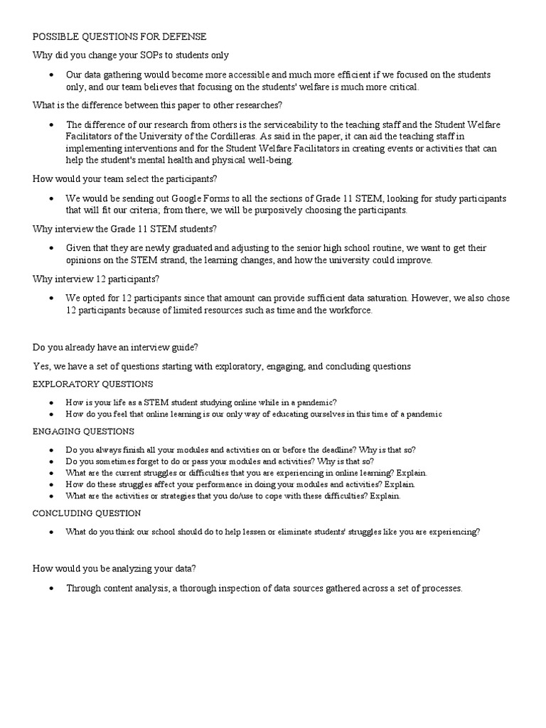 Possible Questions For Defense | PDF | Educational Technology | Science ...