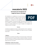 Convocatoria 2023: de Proyectos de Investigación Del Colegio de Ciencia y Tecnología
