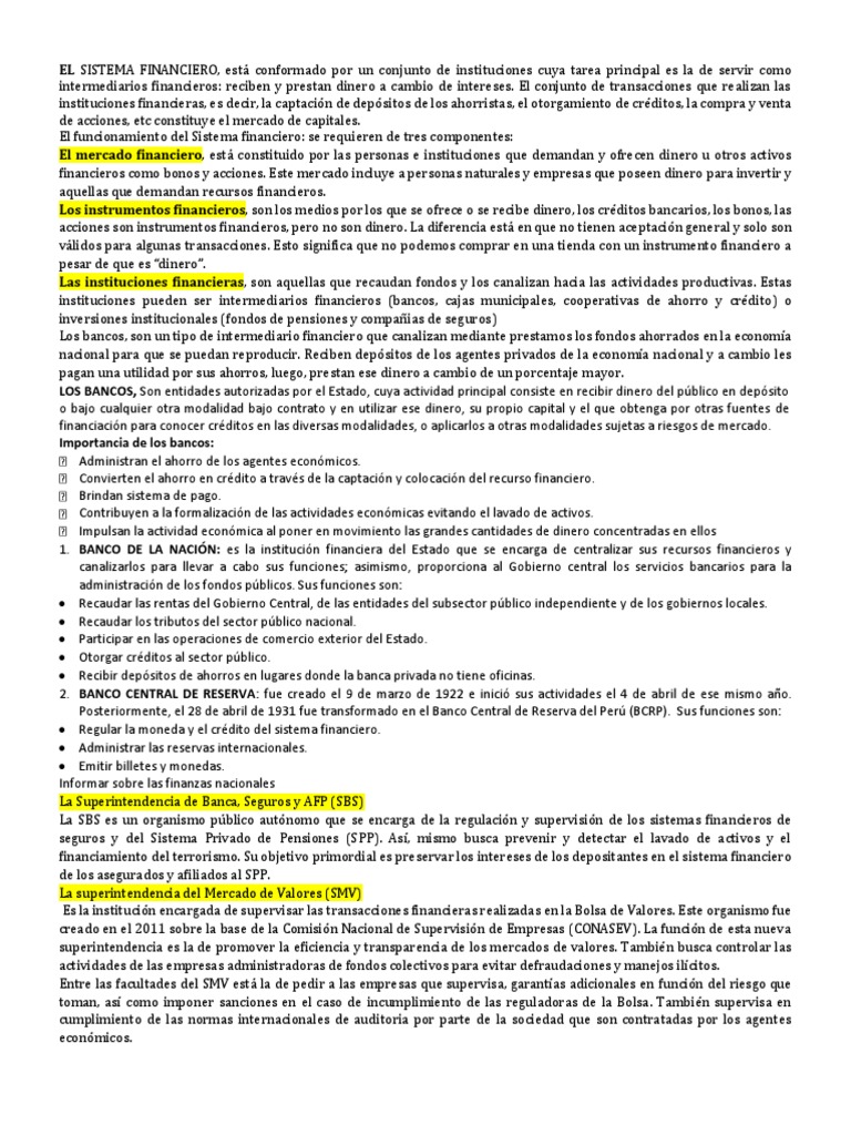 Funciones y Importancia de los Bancos | PDF | Bancos | Sistema financiero