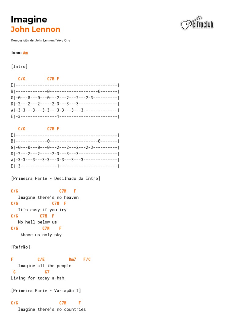 Imagine Chords and Lyrics | PDF | Families Of The Beatles Members ...
