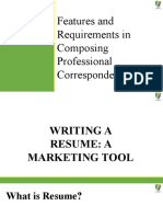 Features and Requirements in Composing Professional Correspondence