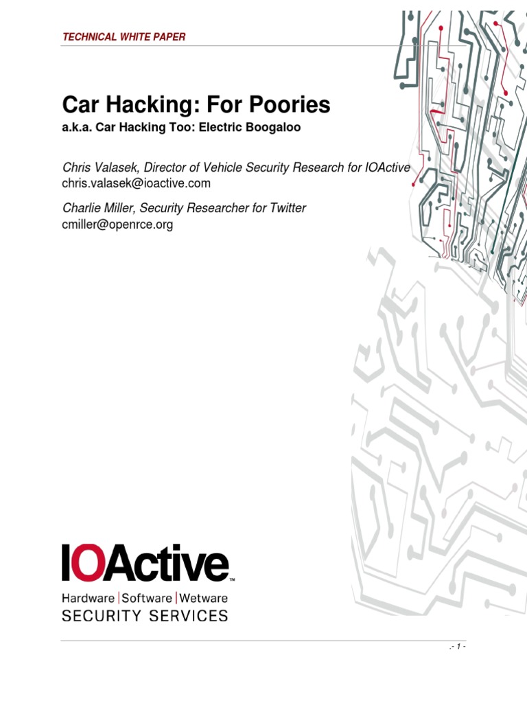 Ioactive Car Hacking Poories Pdf Anti Lock Braking System Vehicles