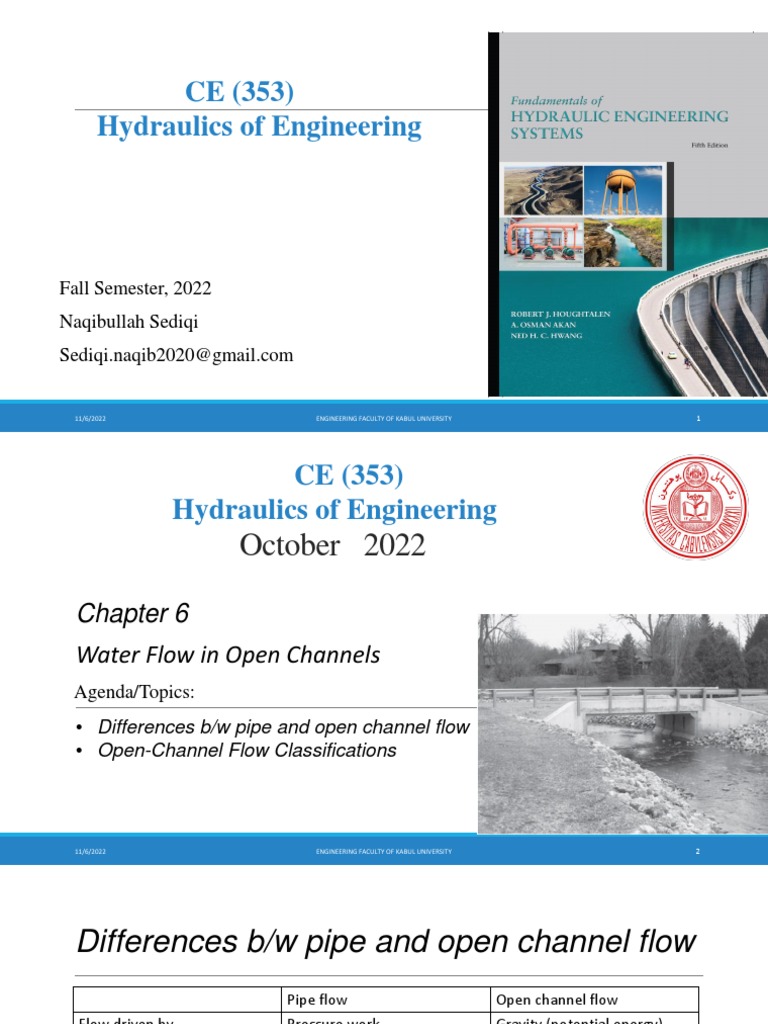 6 Hydraulics of Eng Lecture, Fall Semester | PDF | Fluid Dynamics ...