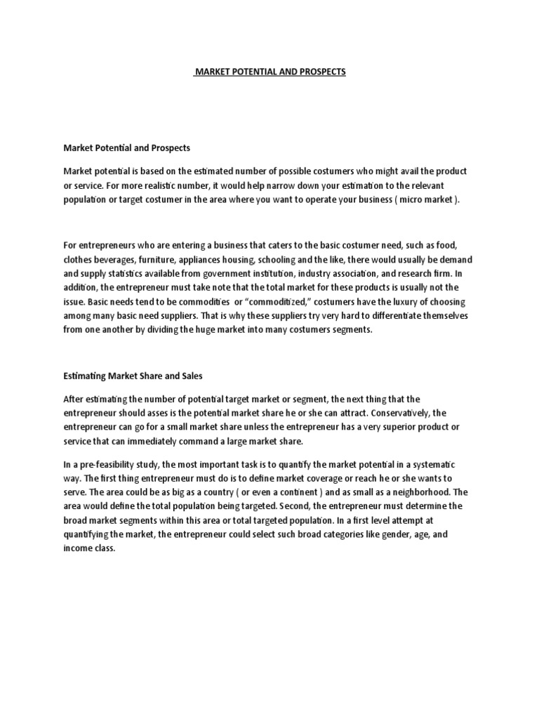 Market Potential and Share Analysis | PDF | Business | Law