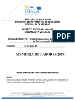 Memoria de Labores 2019: Distrito Escolar 16-01-47 Coban Alta Verapaz