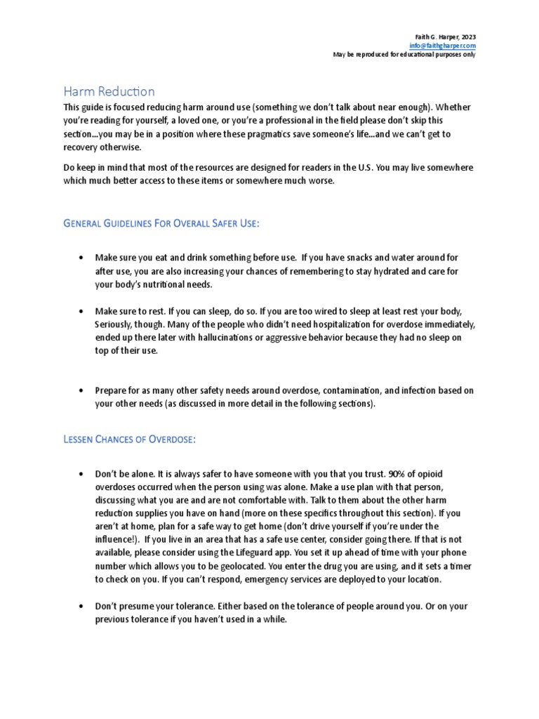 Harm Reduction Resources PDF Fentanyl Safe Sex