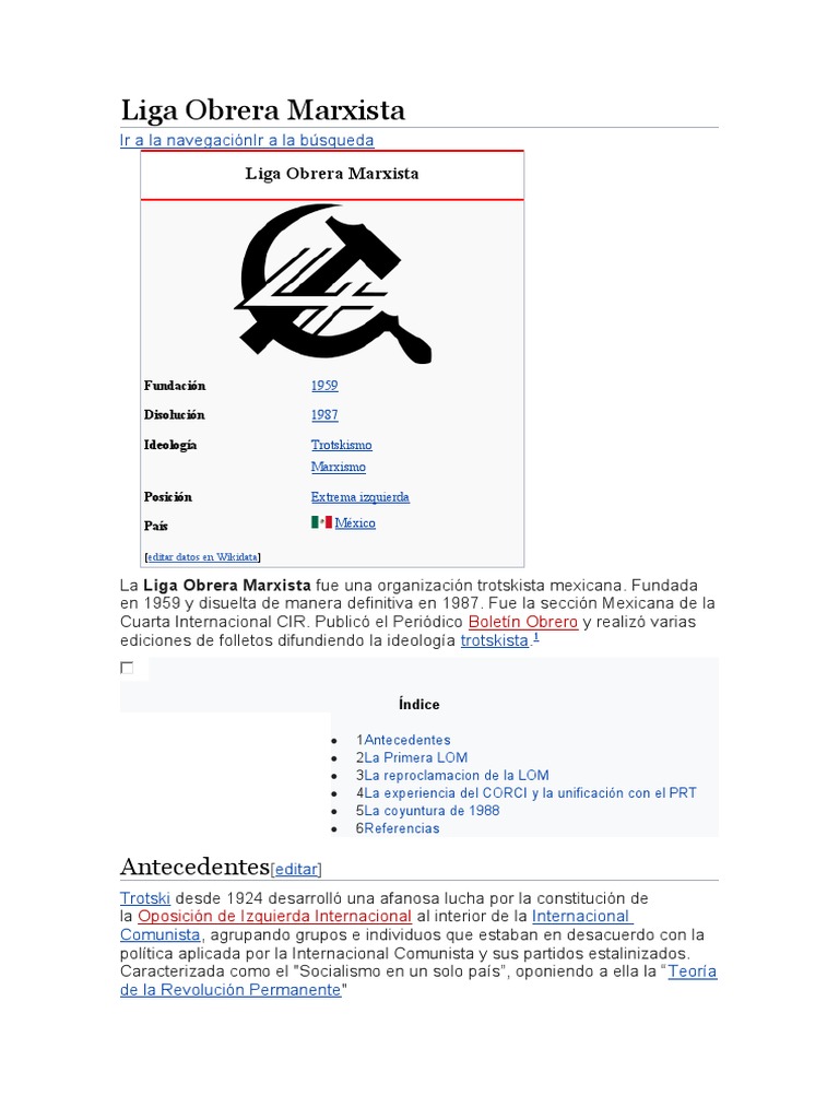 Liga Obrera Marxista PDF Comunismo Política del ala izquierda