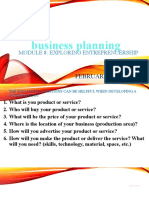 Business Planning: Module 8: Exploring Entreprenuership