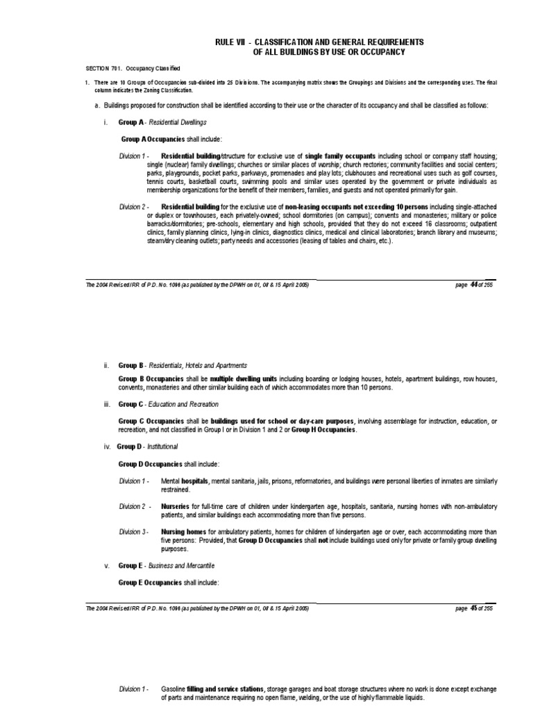 NATIONAL BUILDING CODE RULE 7 AND 8 intelligence overview