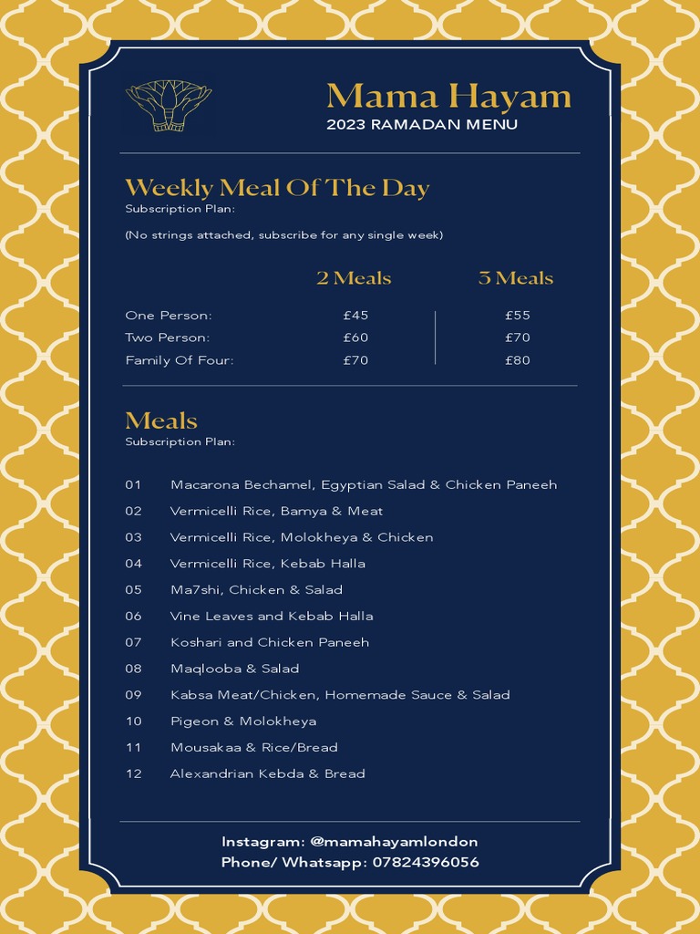 105 MH Ramadan Full Menu V001 | PDF | Lamb And Mutton | African Cuisine