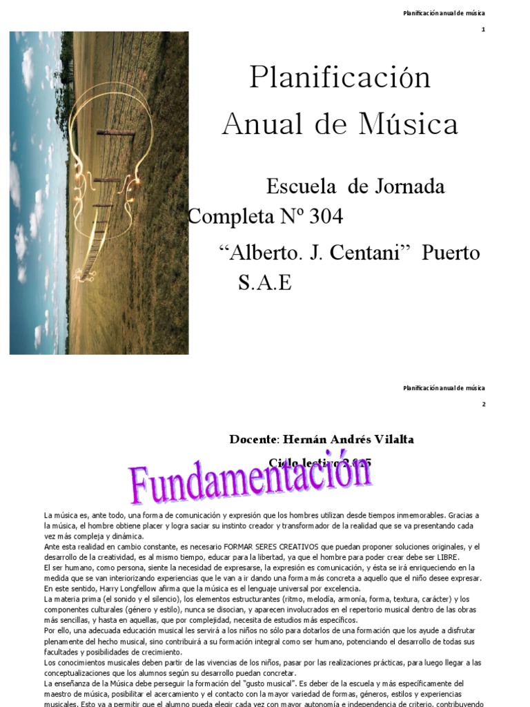 Planificación Musical Anual 2015 | PDF | Ritmo | Canciones
