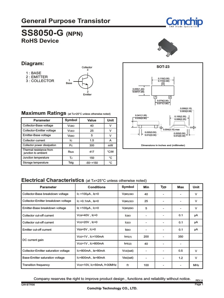 SS8050 SMD Transistor NPN Y1 40V 1.5a PDF Bipolar Junction Transistor Semiconductors