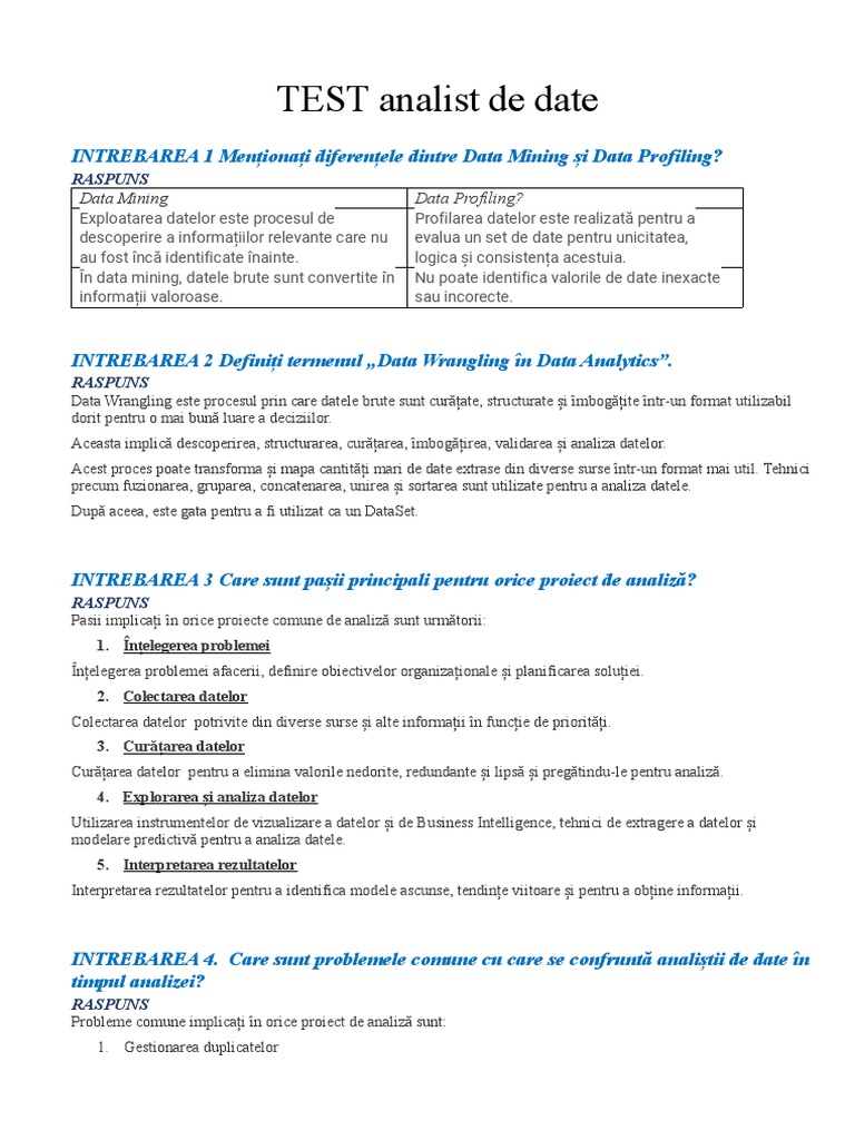 TEST DA - Raspuns | PDF