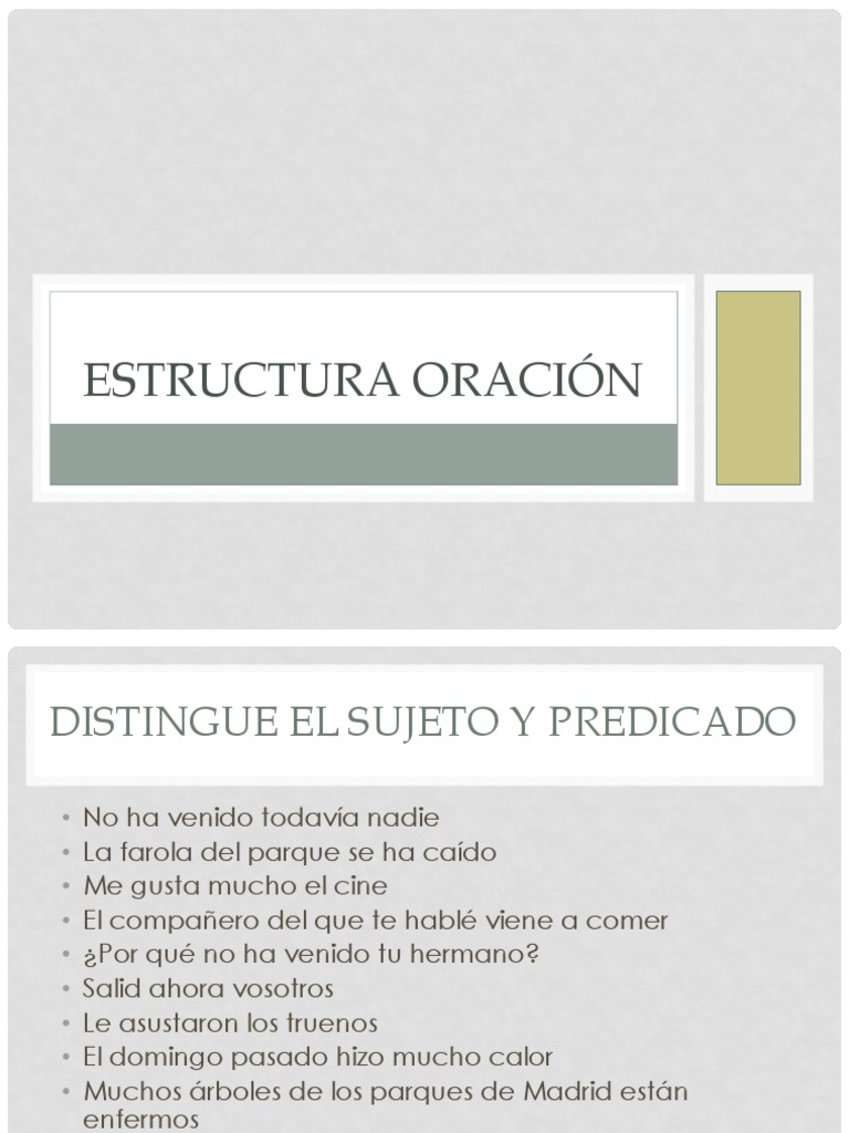 Estructura de la Oración en Español | PDF
