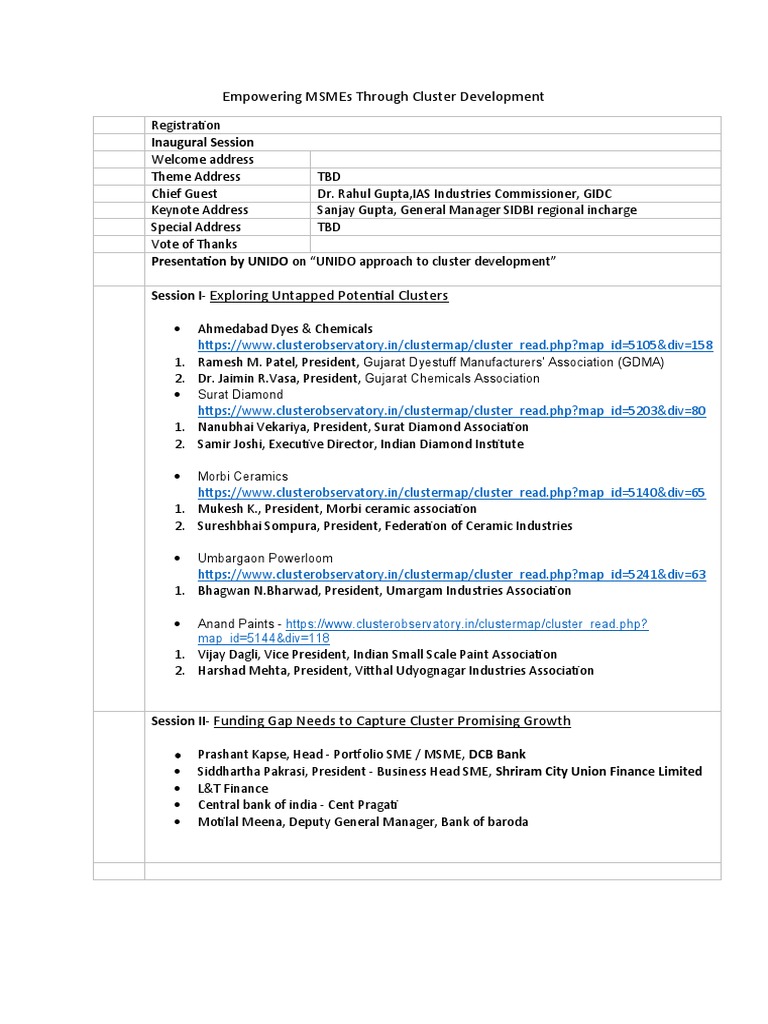 MSME Cluster Development Conference Insights | PDF | Technology ...