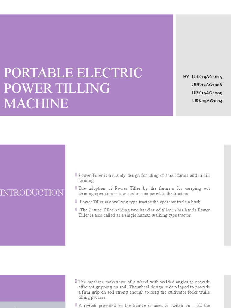 Portable Electric Power Tilling Machine Project Review Pdf Tractor