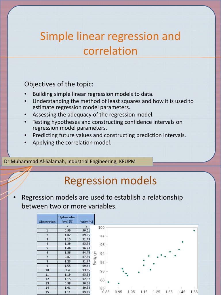 Simple Linear Regression and Correlation | PDF | Errors And Residuals ...