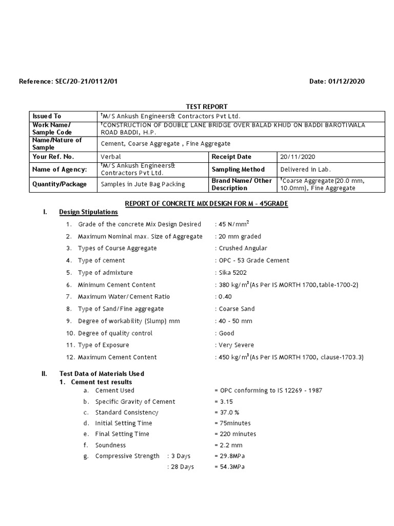 Design Mix m40 PDF Concrete Construction Aggregate