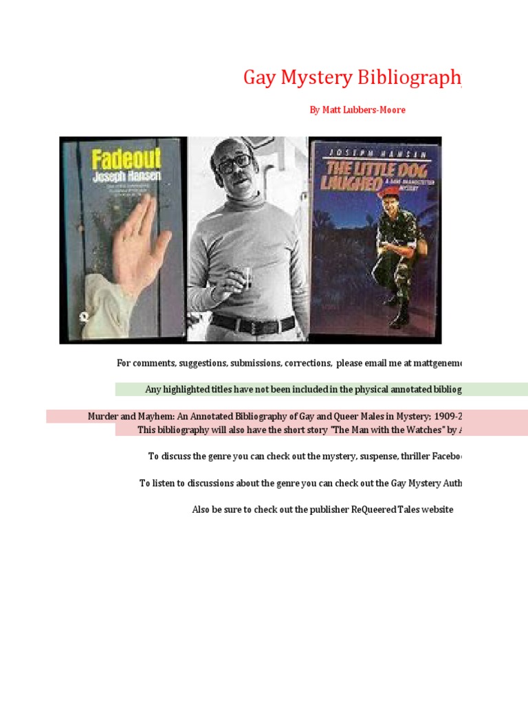 Gay Mystery Bibliography Overview | PDF | Mystery Film