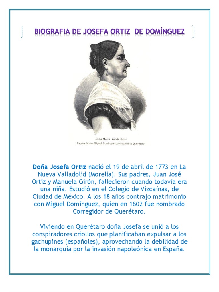 Biografía de Josefa Ortiz de Domínguez | PDF