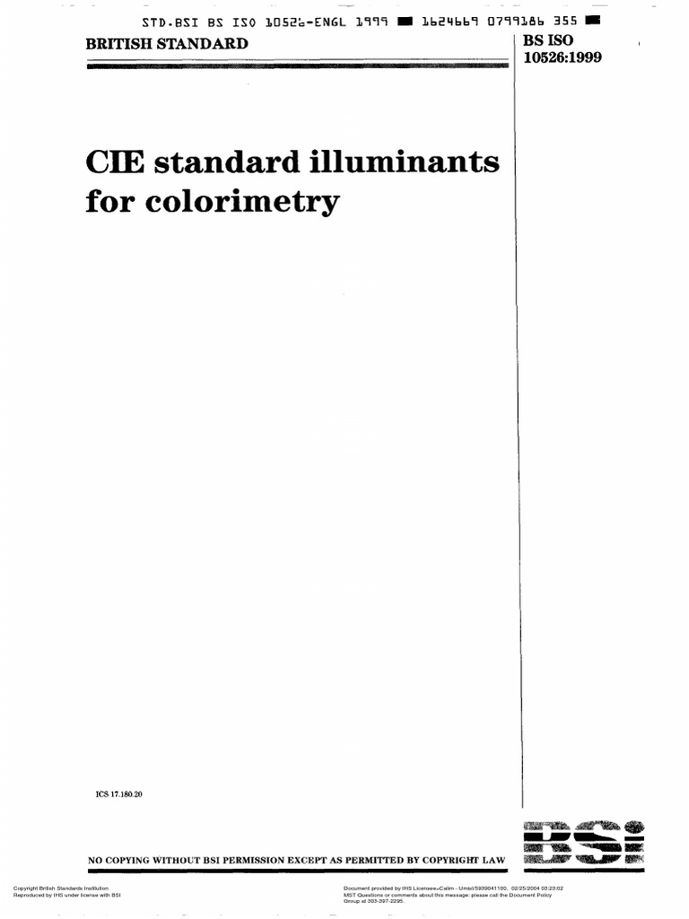 CIE Standard Illurninants For Colorimetry | PDF | Color | International ...