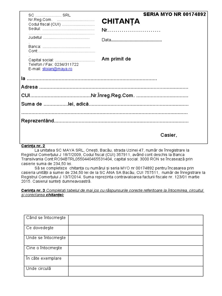 TEST Clasa 9 Chitanta | PDF