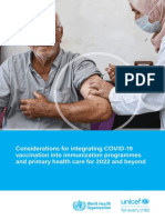 Considerations For Integrating COVID-19 Vaccination Into Immunization Programmes and Primary Health Care For 2022 and Beyond