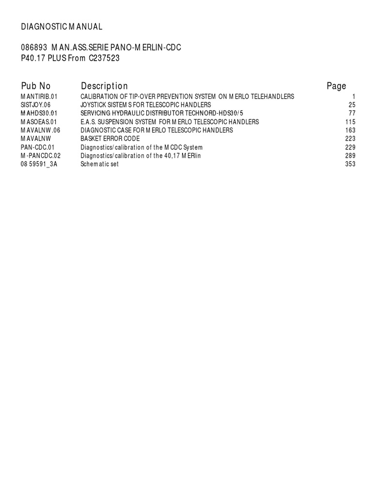 Merlo p40.17 Plus Service From c237523 - 086893 Man - Ass.serie Pano ...
