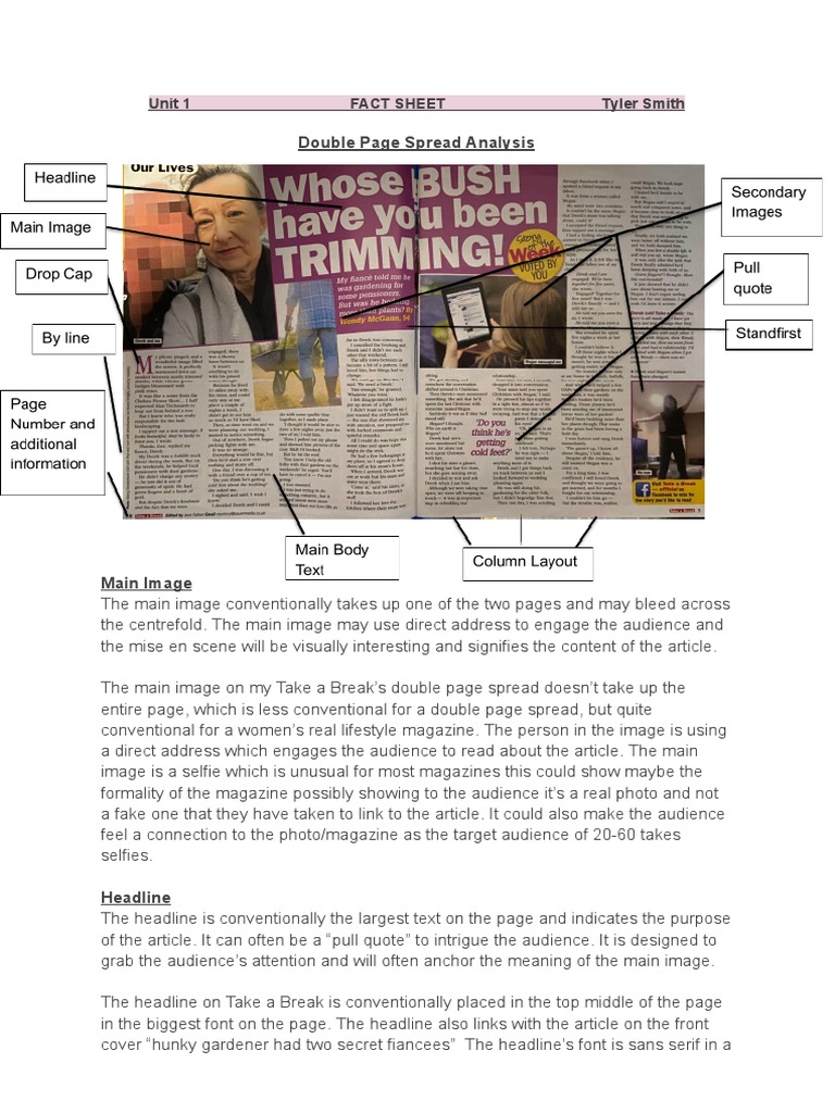 Double Page Spread Analysis Guide | PDF | Typefaces | Serif