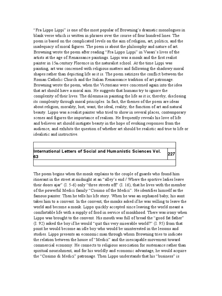 Fra Lippo Lippi PDF Realism (Arts)