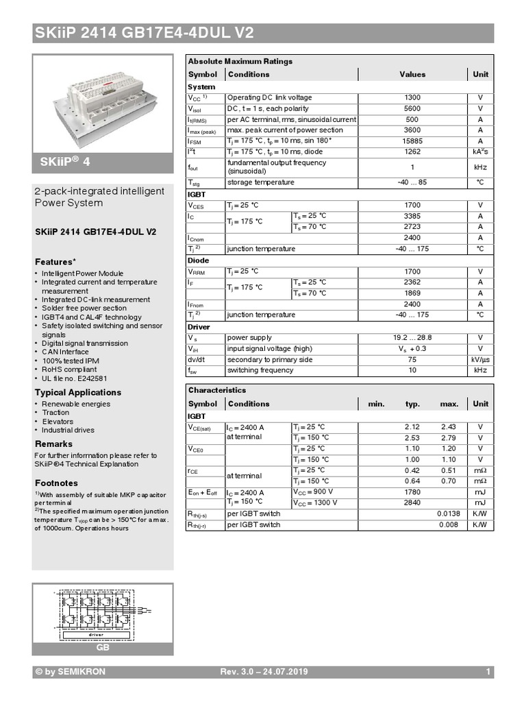 1 Stück Semikron SKIIP11NAB12T4V1 IGBT-Modul – NEU, Kostenloser Versand