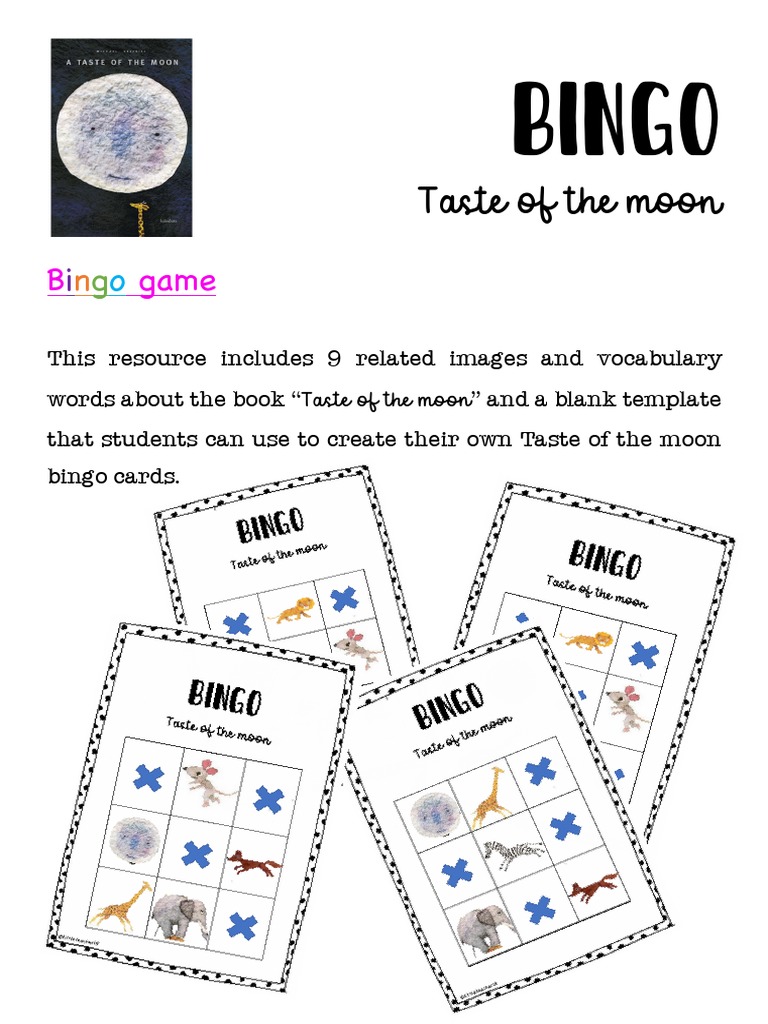 Taste of the moon bingo pdf