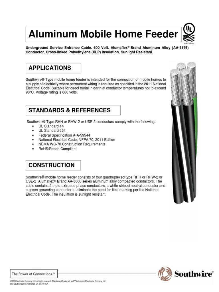 Aluminum Mobile Home Feeder Spec PDF Electrical Conductor