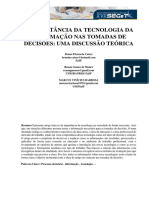 A Importância Da Tecnologia Da Informação Nas Tomadas de Decisões: Uma Discussão Teórica