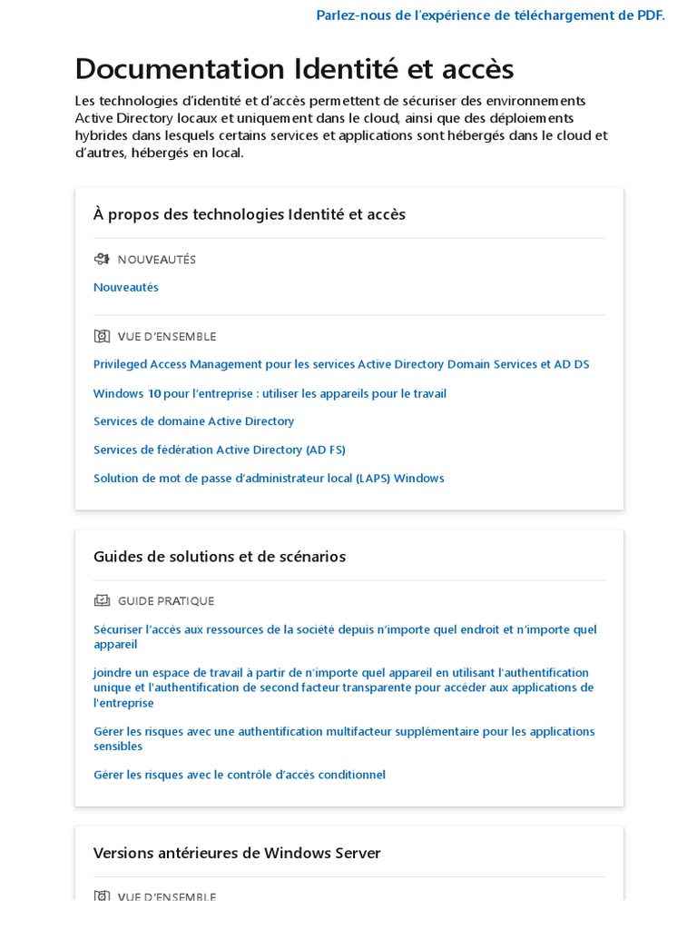À Propos Des Technologies Identité Et Accès | PDF | Active Directory ...