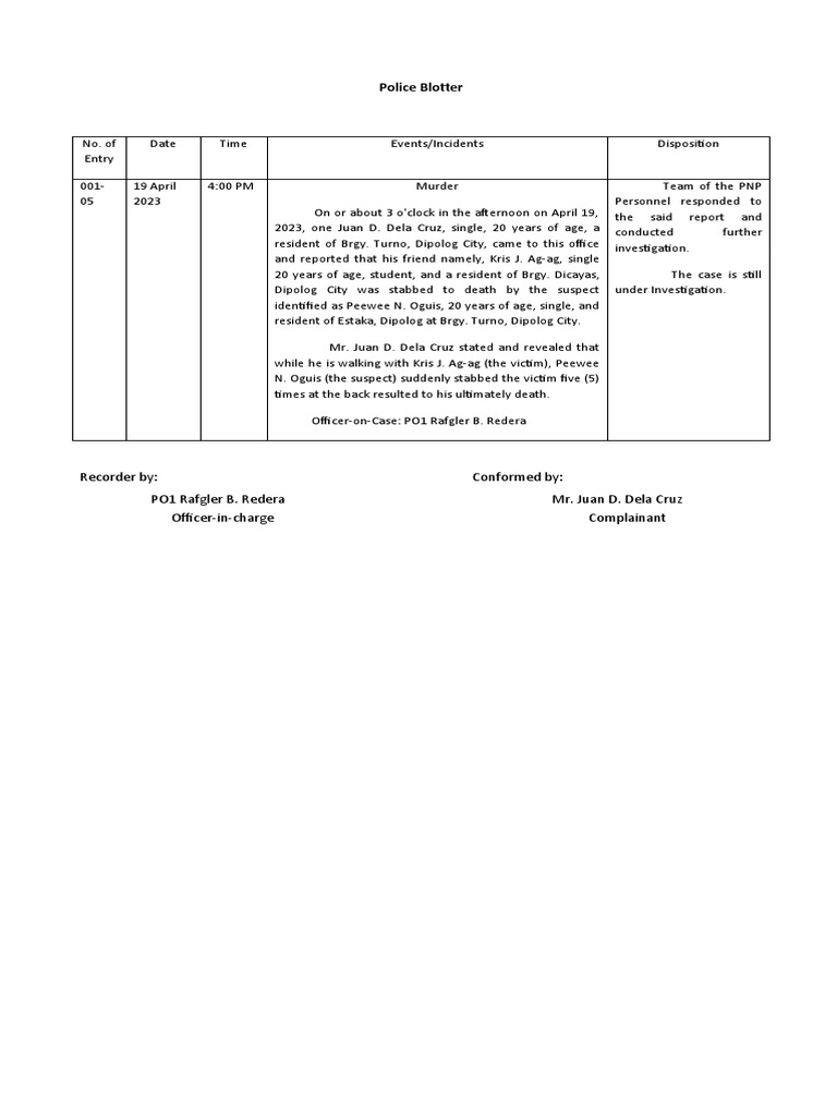 Police Blotter PDF