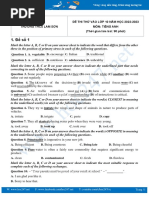 Trường Thcs Lam Sơn Đề Thi Thử Vào Lớp 10 Năm Học 2022-2023 Môn: Tiếng Anh (Thời gian làm bài: 90 phút)