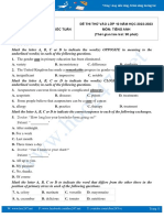 Trường Thcs Trần Quốc Tuấn Đề Thi Thử Vào Lớp 10 Năm Học 2022-2023 Môn: Tiếng Anh (Thời gian làm bài: 90 phút)