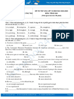 Câu I. Chọn một phương án A, B, C hoặc D ứng với từ có phần gạch chân được phát âm khác với các từ còn lại. (0,8 điểm)