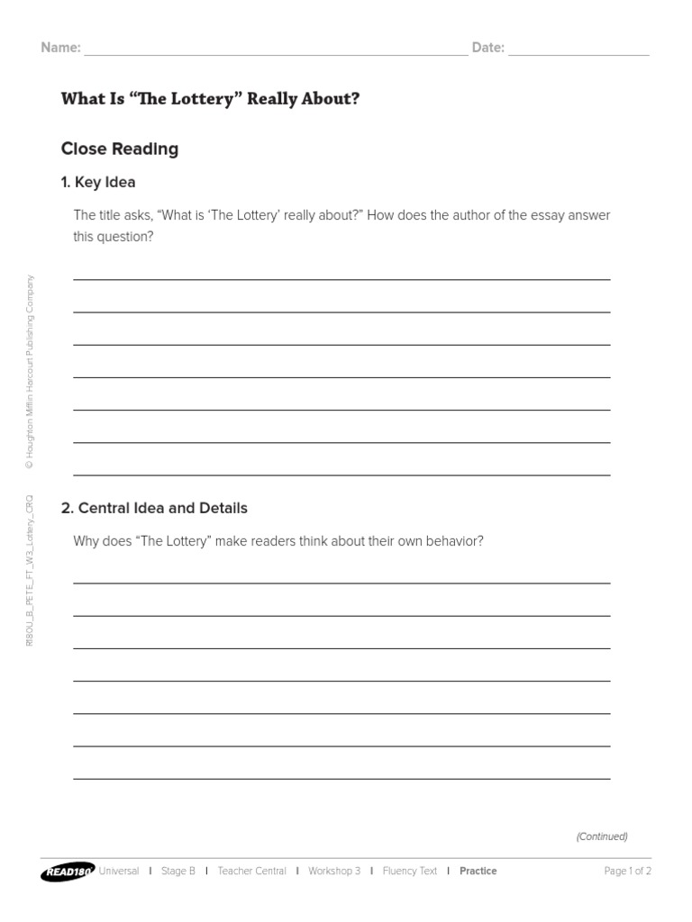 JUAN PABLO SANCHEZ VAZQUEZ - The Lottery Reading Questions | PDF ...