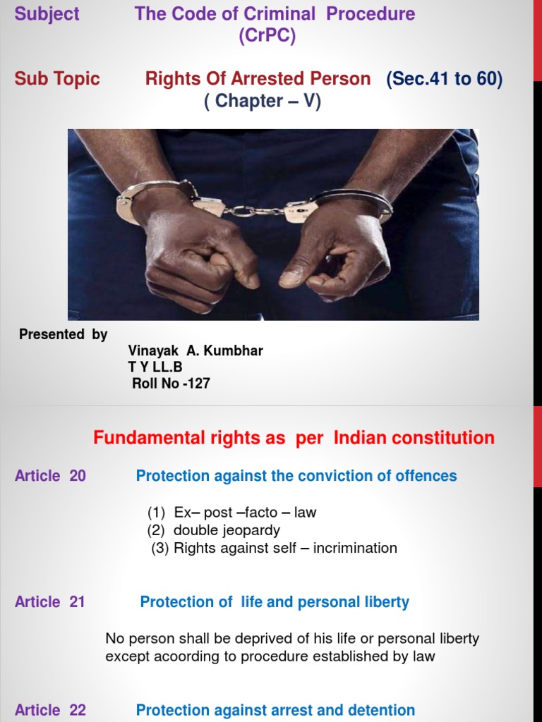 Rights of Arrested Persons in CrPC | PDF | Arrest | Bail