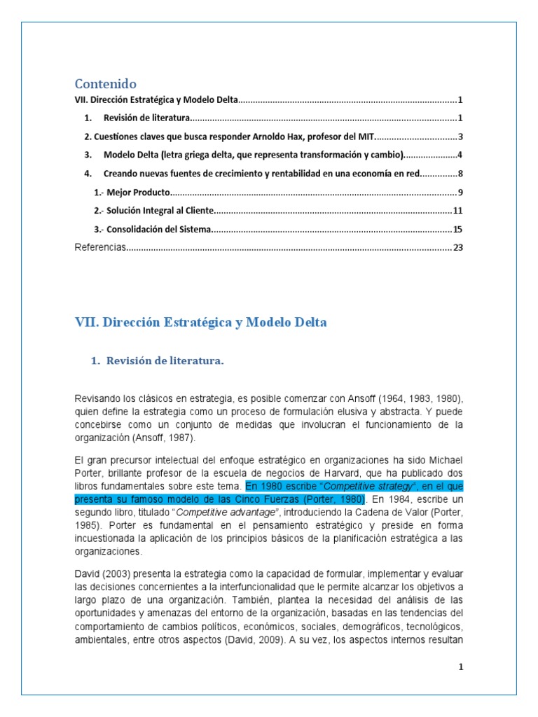 Modelo de Dirección estratégica-DELTA | PDF | Producto (Negocio ...