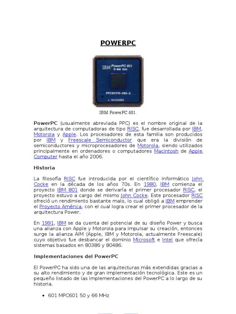 Arquitectura y Procesadores PowerPC | PDF | Introducciones relacionadas ...