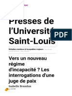 Presses de L'université Saint-Louis: Vers Un Nouveau Régime D'incapacité ? Les Interrogations D'une Juge de Paix