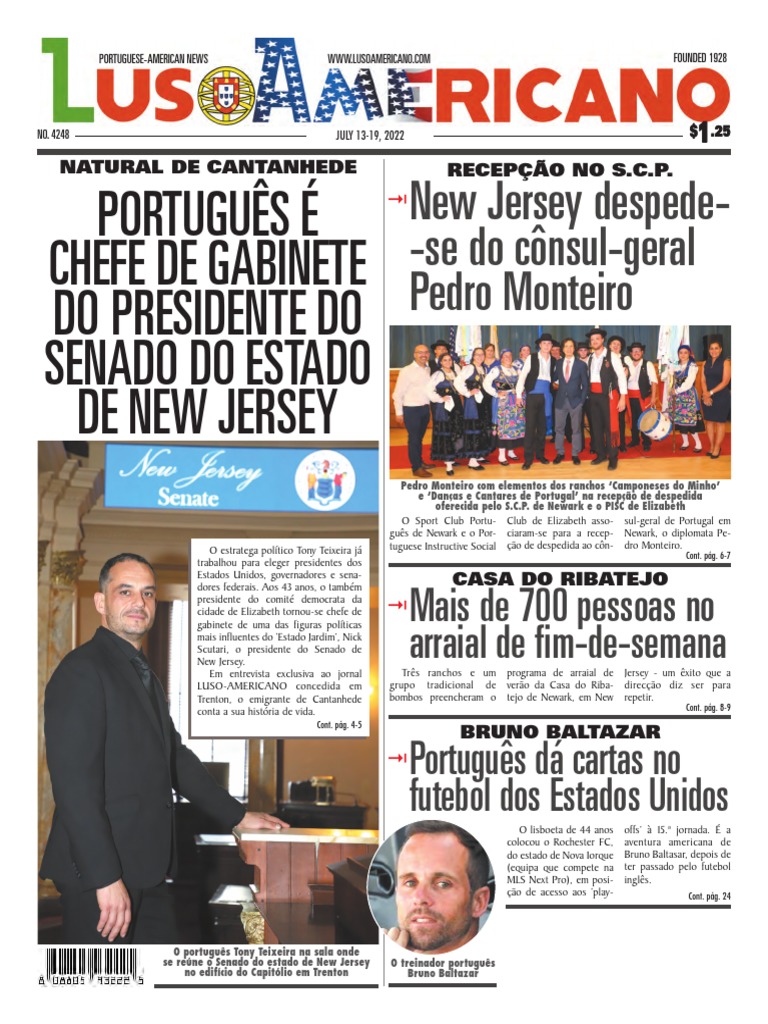 Portuguese Club of Hartford - Front page of the Luso-Americano Newspaper!