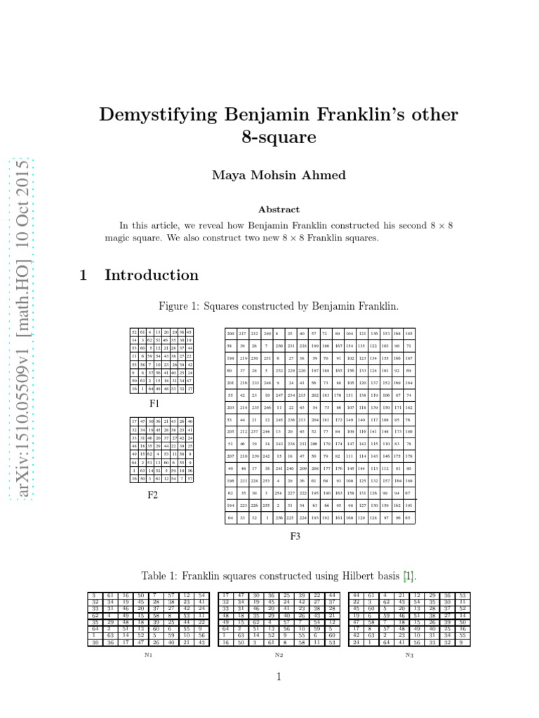 Demystifying Franklin's Other 8Square Constructing New Franklin