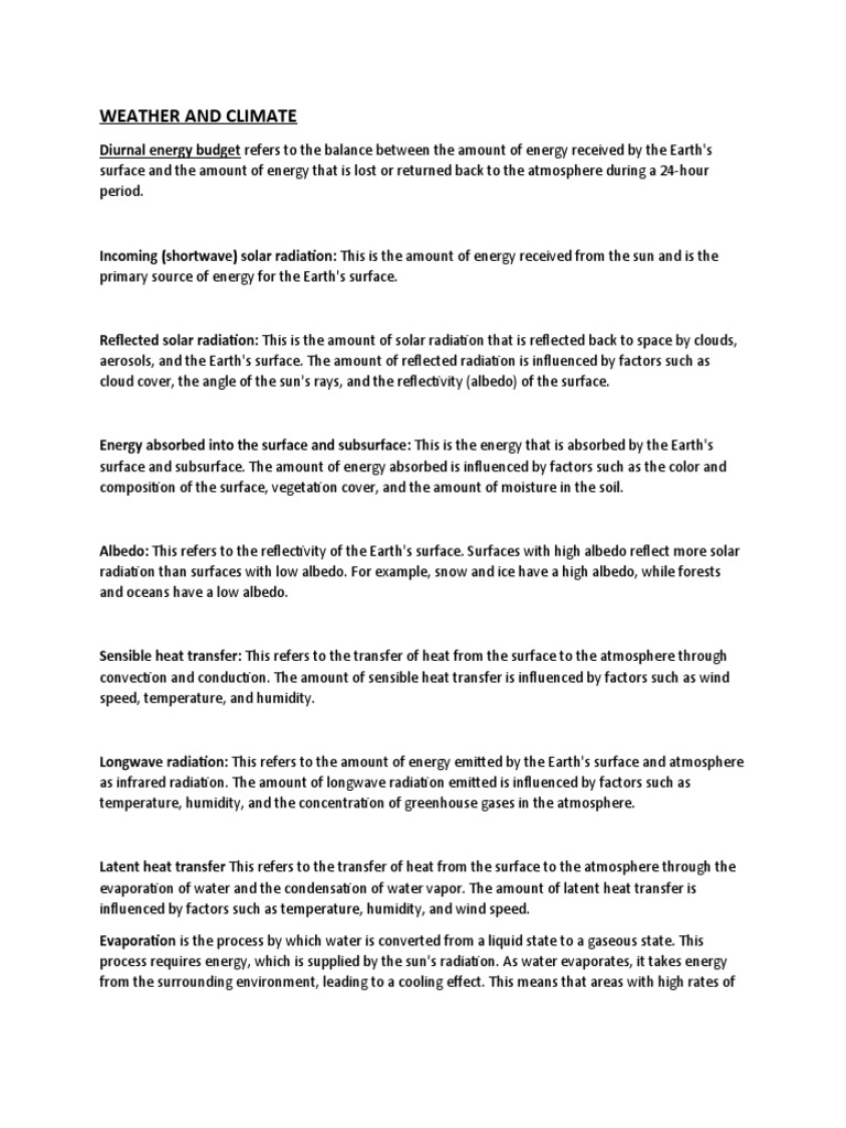 Weather and Climate Notes PDF Precipitation Atmospheric Circulation